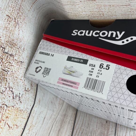 Saucony Kinvara 14 Womens Sz 6.5 Running Shoes White Slime - Picture 11 of 11